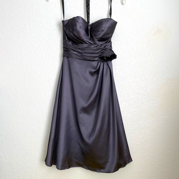 Bill Levkoff Style 188 in Charmeuse Strapless Formal Dress, Pewter #457, Size 0 - Picture 2 of 16